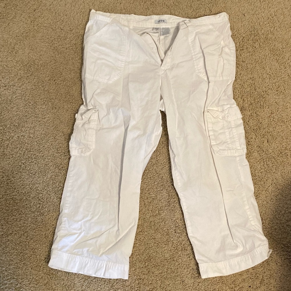 White Cropped Izod Cargo Pants